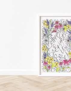 Be Happy Be Bright Be You Flower Print
