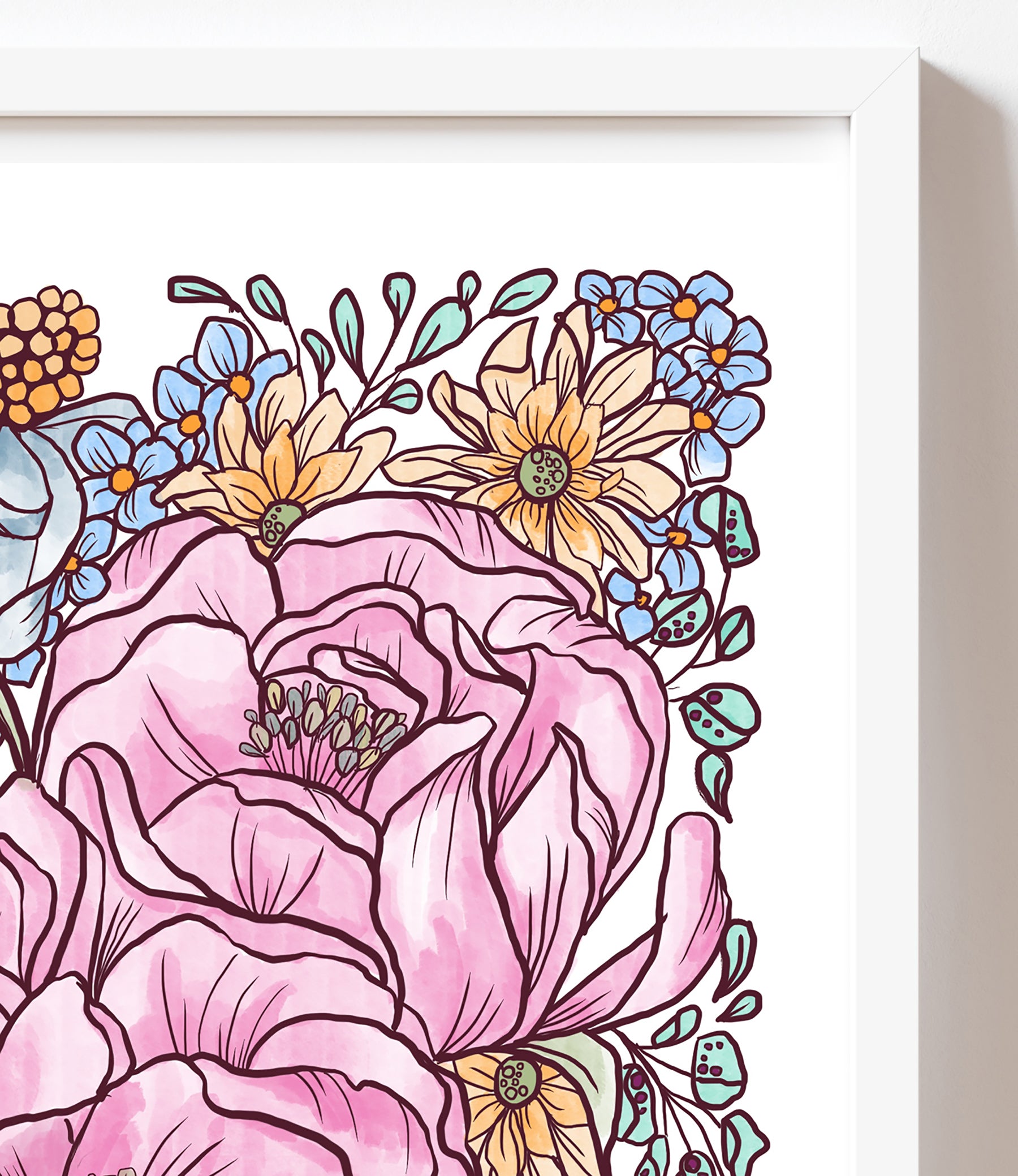 Full Bloom -  illustrated by hand flowers print