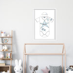 Load image into Gallery viewer, Blue Stars Personalised Baby Grow Print
