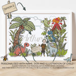 Load image into Gallery viewer, Dinosaurs in Dino land personalised print
