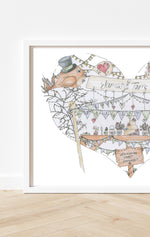Load image into Gallery viewer, Mr and Mr Birds &amp; Bunting Personalised Wedding Print
