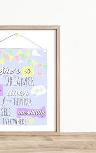 "She's a dreamer a doer a thinker" Print